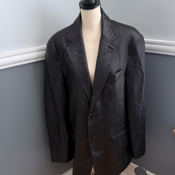 Paul Fredrick Black 100% LAMB LEATHER BLAZER Men’s XL
